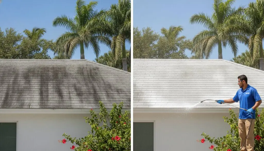 Safe Shingle Roof Algae Removal in Palm Beach County
