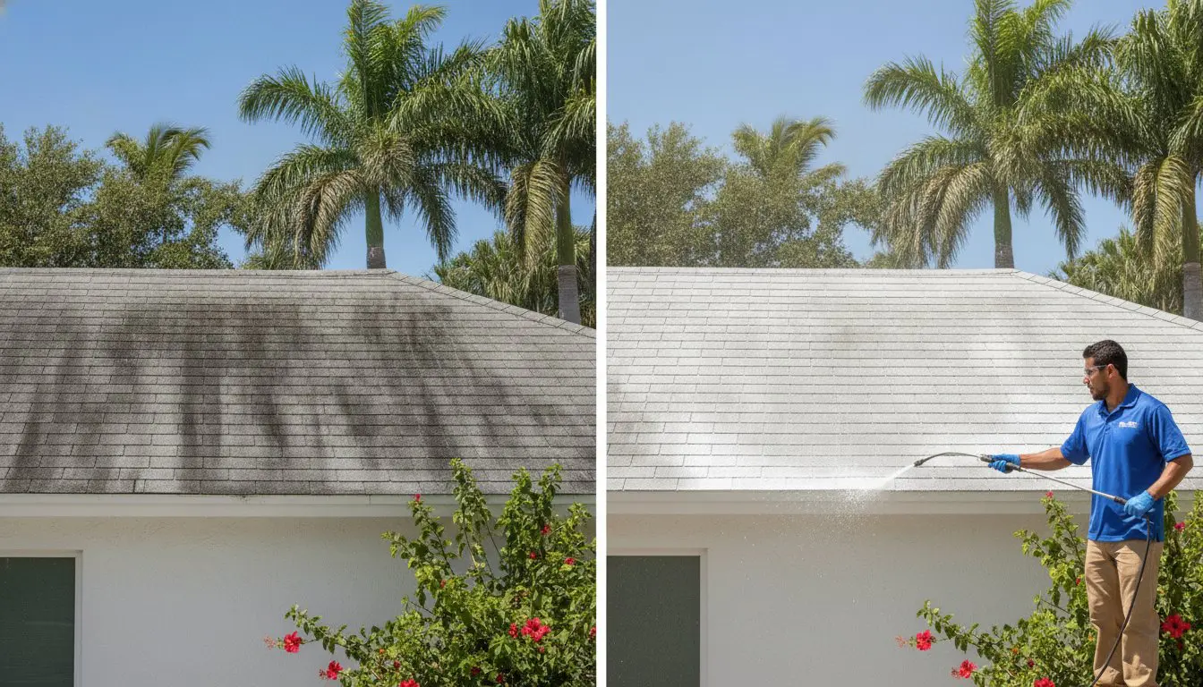 Safe Shingle Roof Algae Removal in Palm Beach County