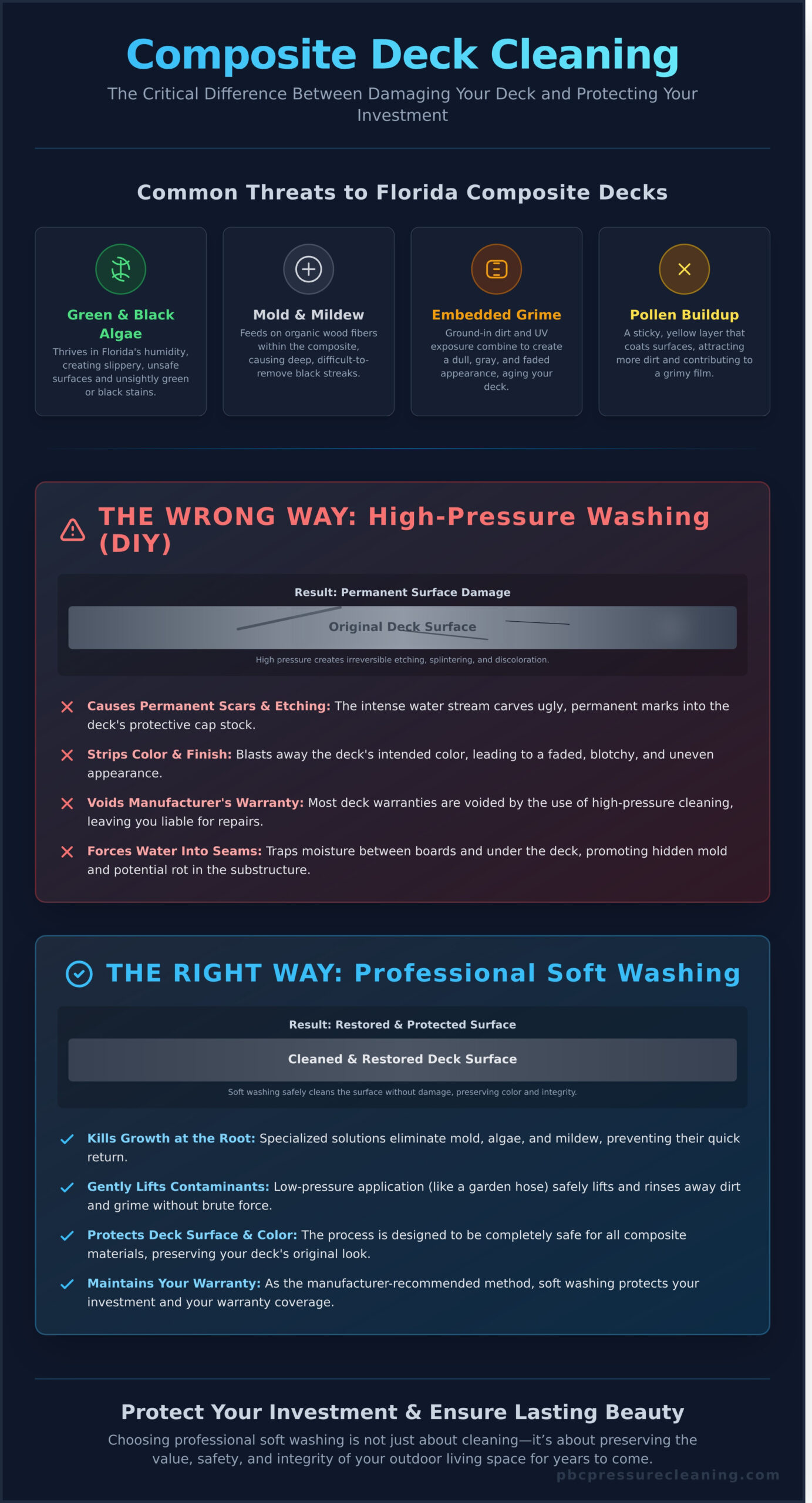 Composite Deck Cleaning: A Professional Guide for Florida Homeowners - Infographic