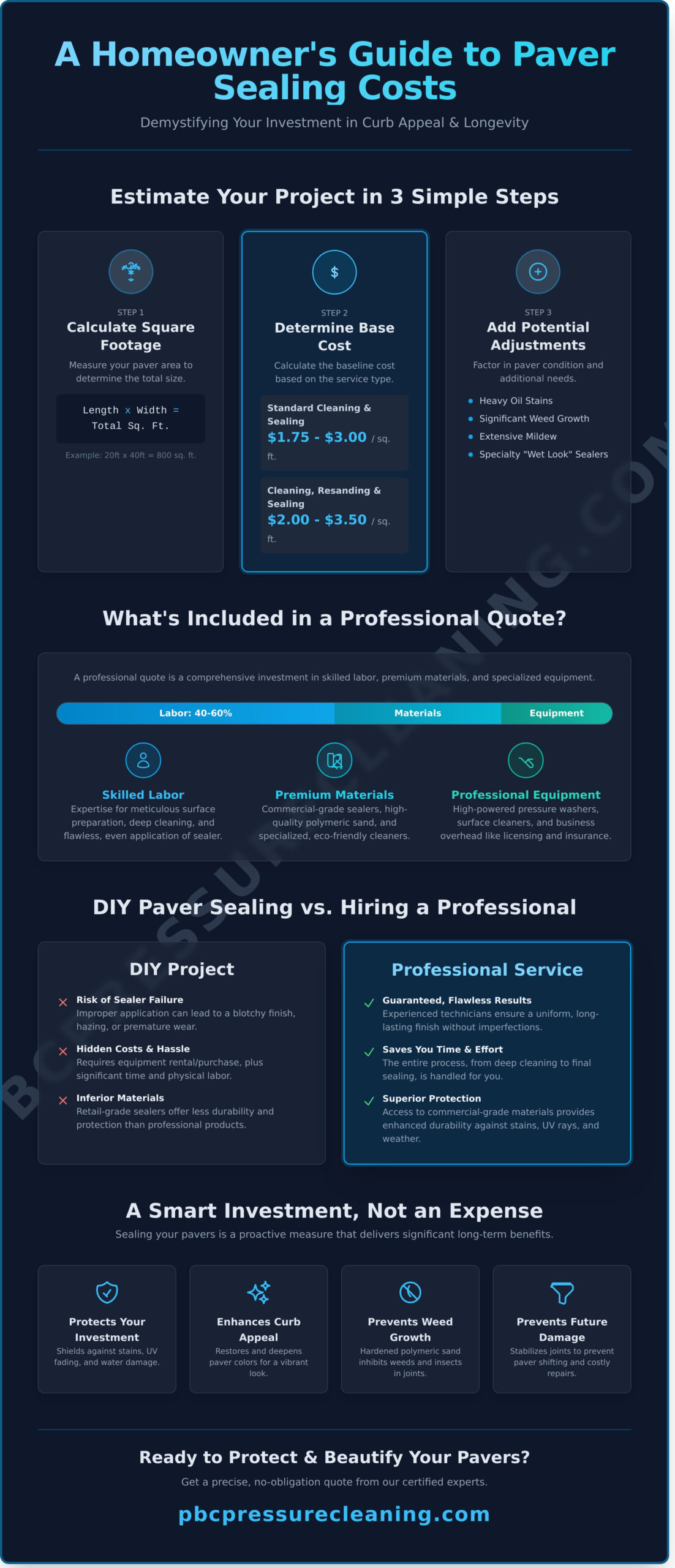Paver Sealing Cost Calculator: Estimate Your Project Price - Infographic