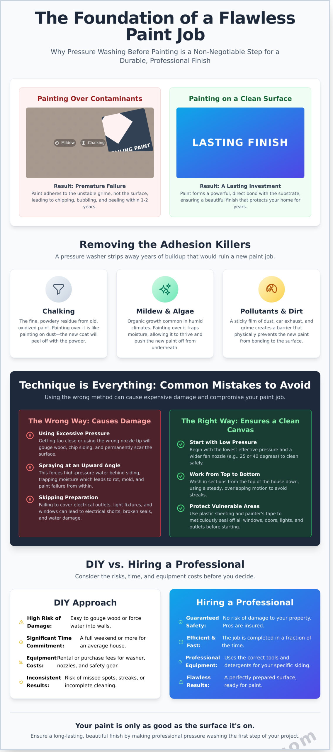 Pressure Washing Before Painting: A Pro’s Guide to a Flawless Finish - Infographic