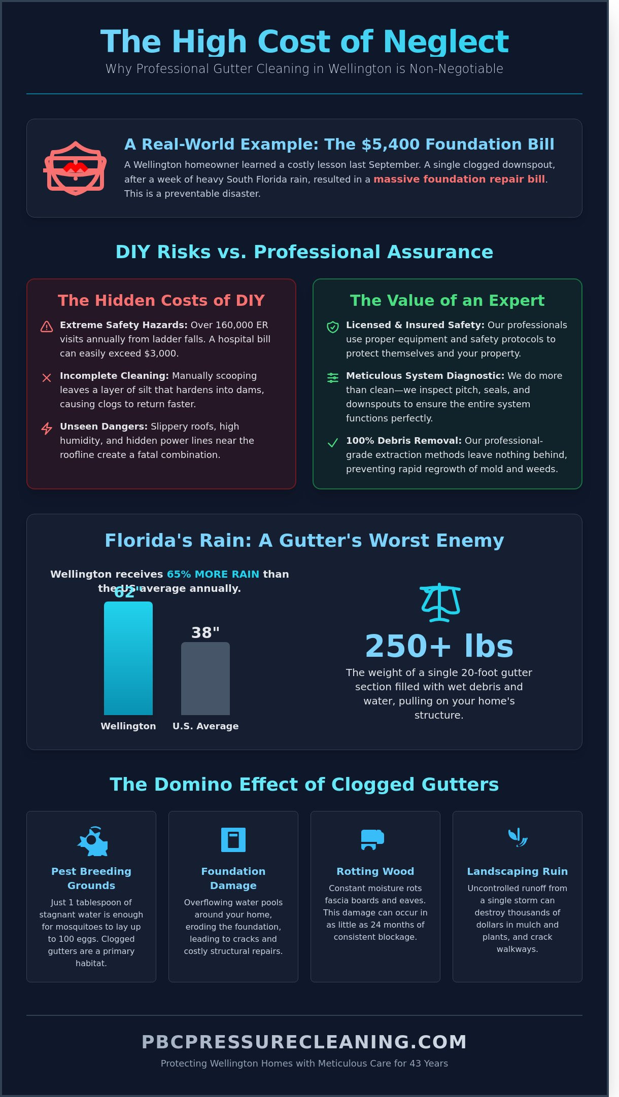 Professional Gutter Cleaning Services in Wellington, FL: Protect Your Home’s Foundation - Infographic
