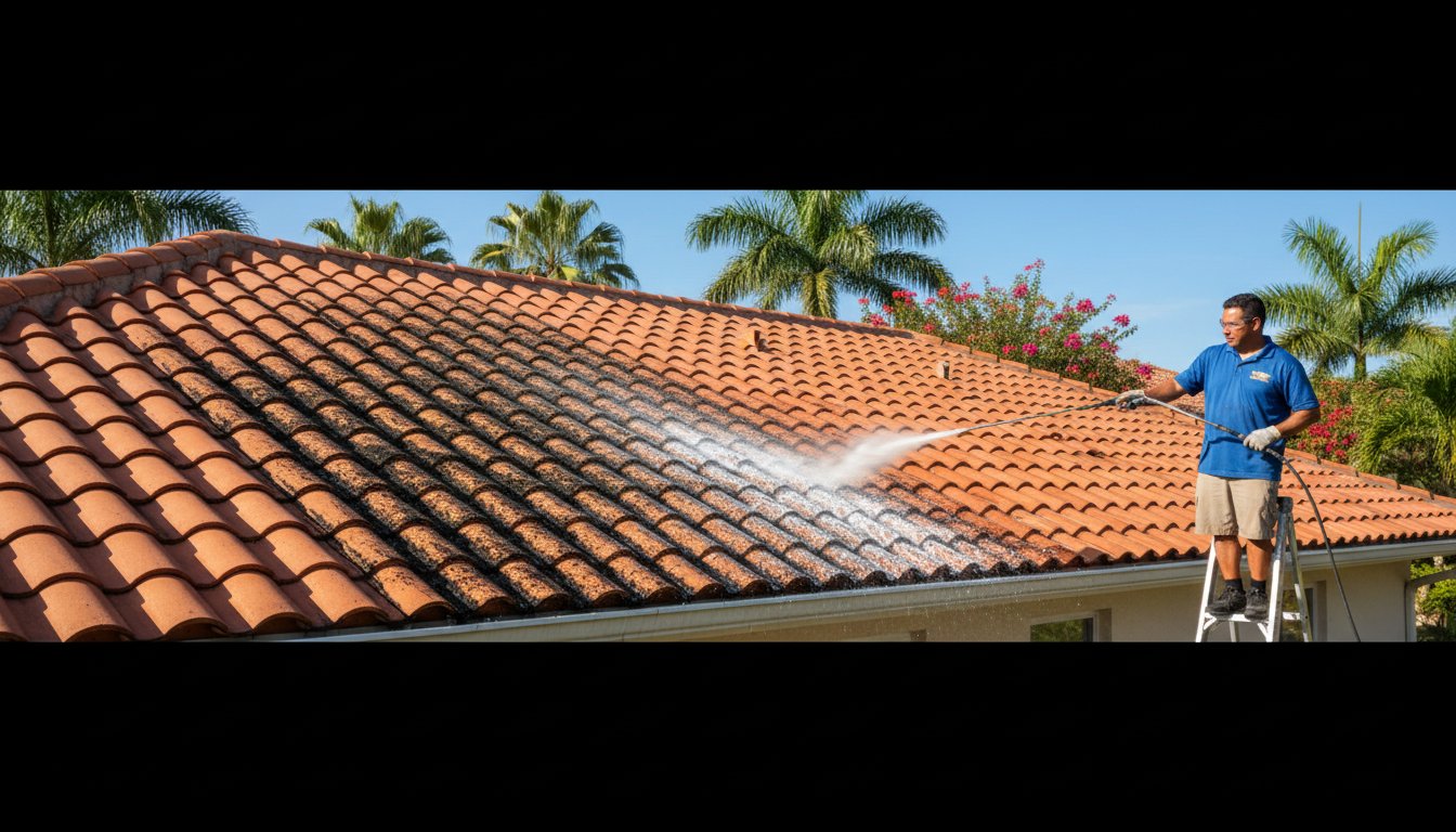 Soft Washing Roofs: The Ultimate Guide to Safe Roof Cleaning in Palm Beach County Hero Image